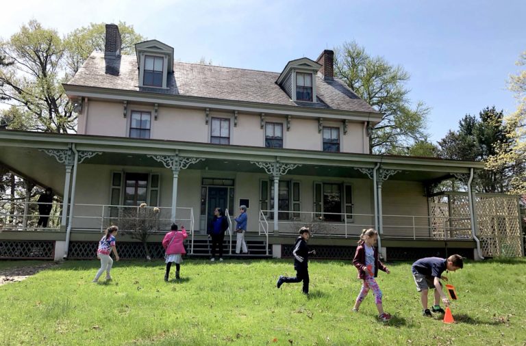 Children on the lawn at Paulsdale