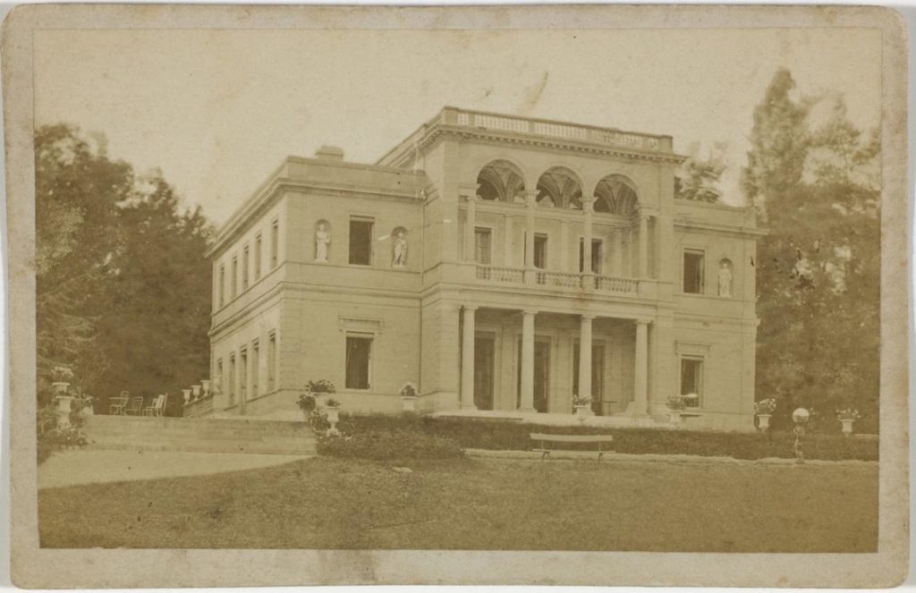 Sepia toned photo of Villa Bartholoni